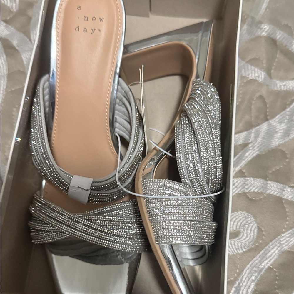 A New Day Silver Strappy Heels